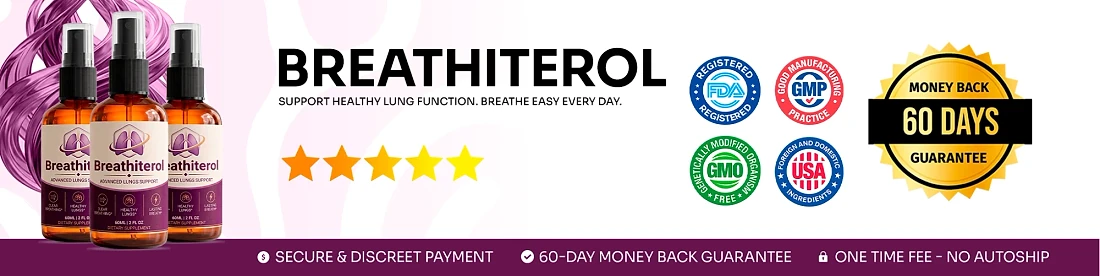 Breathiterol banner with quality badges and a 60-day guarantee