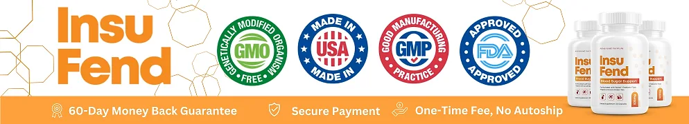 InsuFend quality seals: GMO free, made in the USA, GMP and 60-day money-back guarantee
