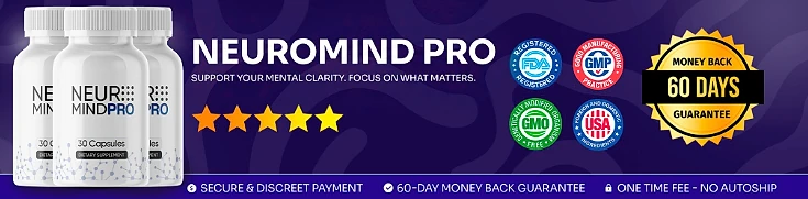 NeuroMind Pro: FDA-registered, GMP, GMO-free and USA badges with a 60-day money-back guarantee